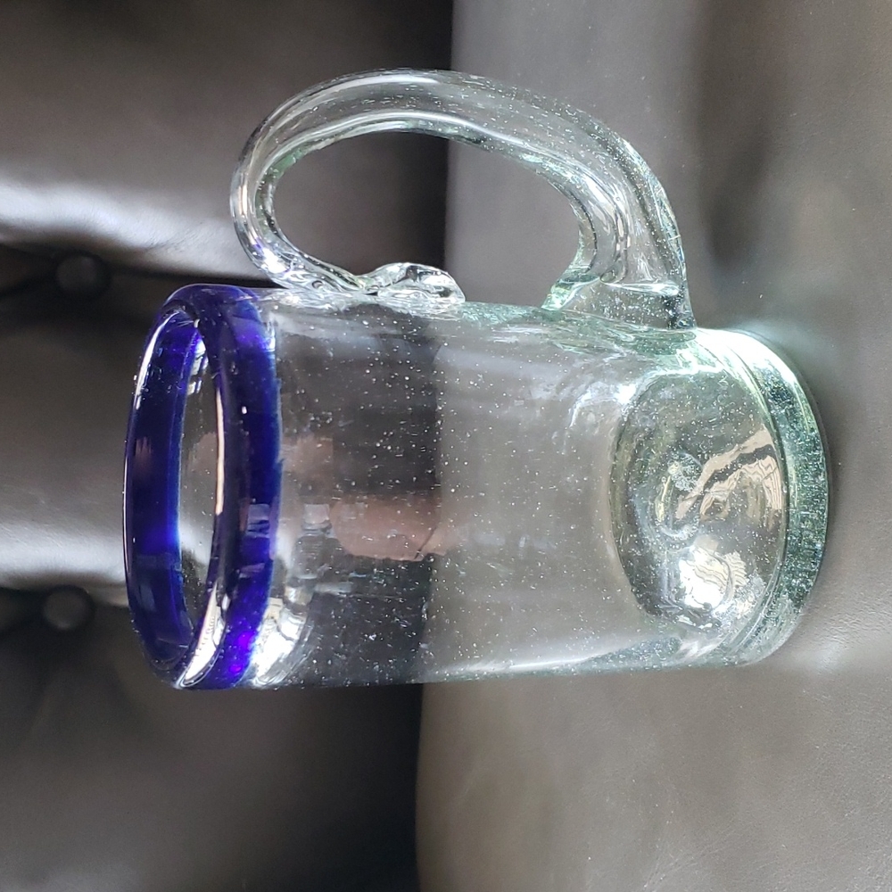 Hand Blow Mexican Glass Mug Cobalt Blue